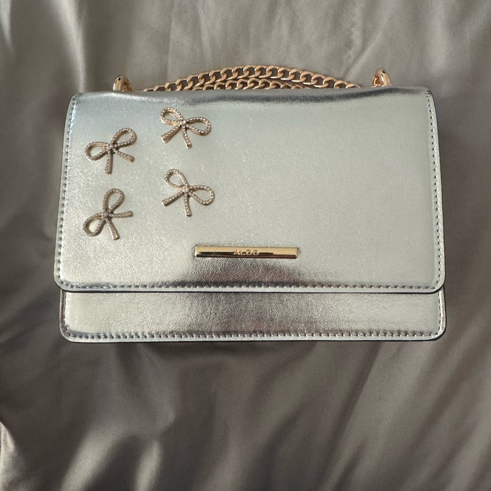 Aldo Silver Handbag with Gold Accents